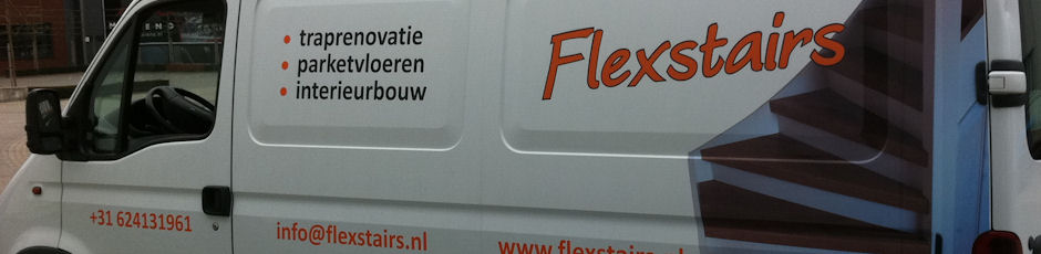 Bedrijfsbus belettering voor Flexstairs